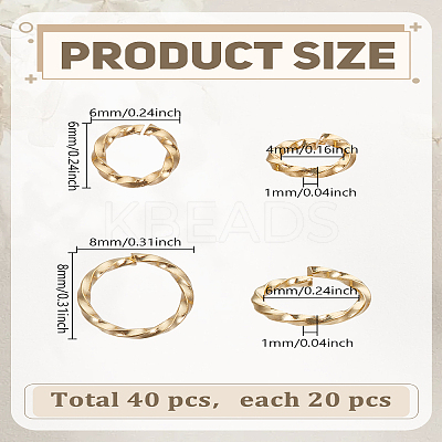 40Pcs 2 Styles 304 Stainless Steel Open Jump Rings STAS-LP0005-48G-1