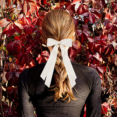 Big Bowknot Polyester Alligator Hair Clips AJEW-CP0008-42B-04-1