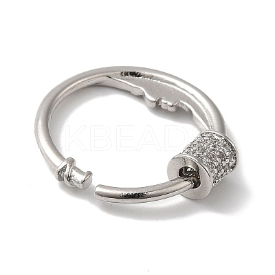 Rack Plating Brass Micro Pave Clear Cubic Zirconia Screw Carabiner Lock Charms KK-D047-08P-1