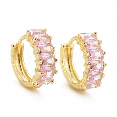 Cubic Zirconia Rectangle Hoop Earrings EJEW-G288-02G-1