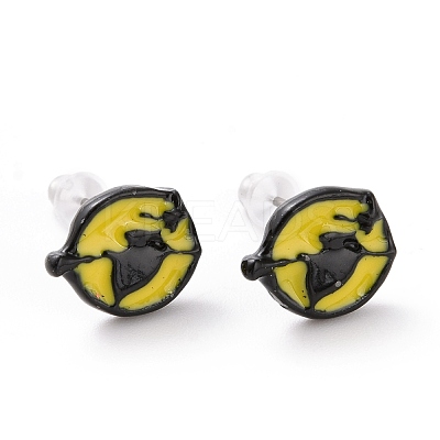 Alloy Flat Round Stud Earrings with Steel Pin EJEW-E143-13-1