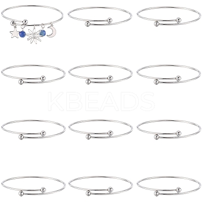 12Pcs Adjustable 304 Stainless Steel Wire Cuff Bangle Making MAK-SC0001-19-1