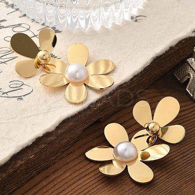 304 Stainless Steel Flower Stud Earrings for Women STAS-Z112-22G-1