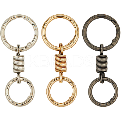 12Pcs 3 Colors Nordic Retro Zinc Alloy Double Spring Ring Clasps FIND-SC0012-87A-1