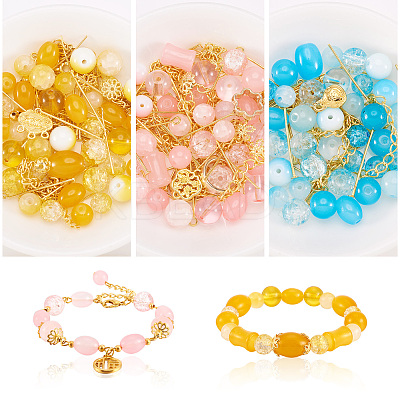 3 Sets 3 Styles DIY Lampwork Beads & Alloy Pendant & Link & Bead Caps Jewelry Findings Kits DIY-TA0011-60-1