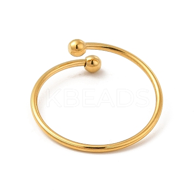 Ion Plating(IP) 304 Stainless Steel Wire Wrapped Open Cuff Ring for Women X-RJEW-E066-12G-1