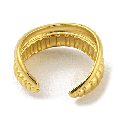 304 Stainless Steel Double Lines Open Cuff Ring RJEW-C067-18G-1