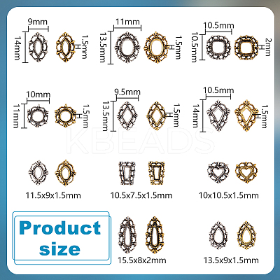 44Pcs 22 Styles Alloy Cabochons FIND-OC0004-12-1
