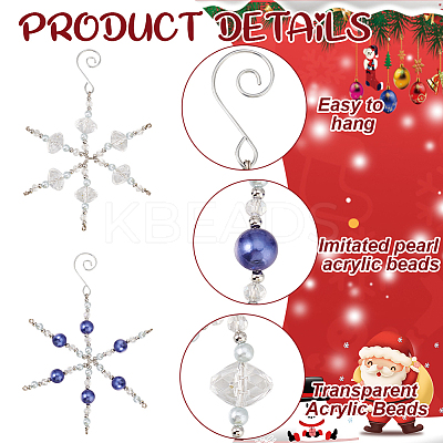6Pcs 2 Styles Snowflake Glass Pendant Decoration HJEW-GO00048-1