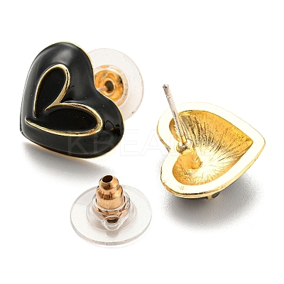 Heart & Word Love Enamel Asymmetrical Earrings LS-EJEW-Z018-02B-1