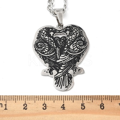 201 Stainless Steel Black Enamel Double Raven Pendant Necklaces NJEW-H065-09P-1