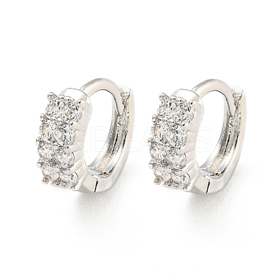 Rack Plating Brass Micro Pave Clear Cubic Zirconia Hoop Earring EJEW-C102-16P-1
