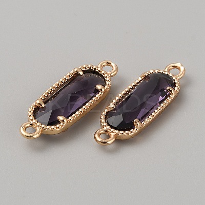 Golden Plated Brass Pave Glass Connector Charms LS-FIND-WH0110-728G-08-1
