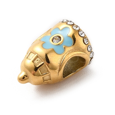 Ion Plating(IP) 304 Stainless Steel Enamel European Beads STAS-G308-24G-1