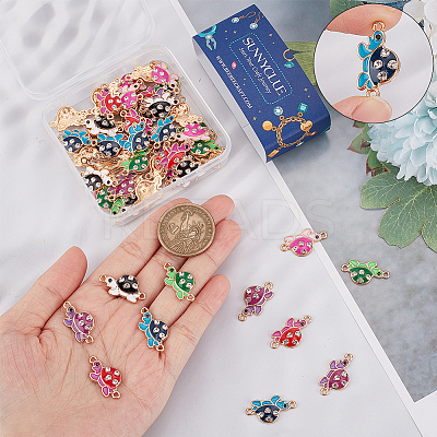 48pcs 6 Colors Alloy Enamel Connector Charms ENAM-SC0004-22-1