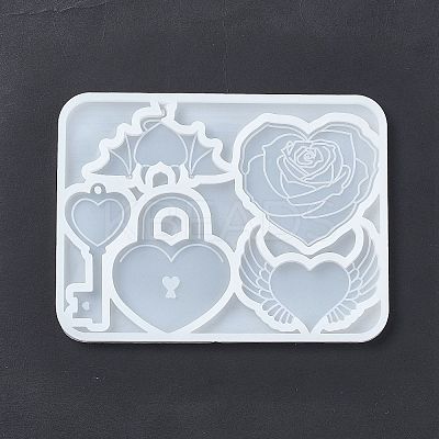 DIY Gothic Style Heart Theme Ornament Silicone Molds DIY-E065-05-1