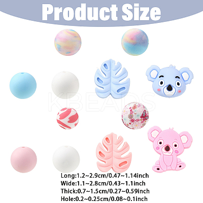 5 Styles Silicone Beads SIL-YW0002-49-1