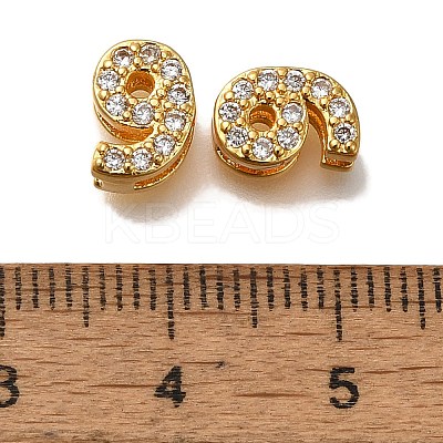 Rack Plating Number Brass Micro Pave Clear Cubic Zirconia Silde Charms KK-A231-13J-1