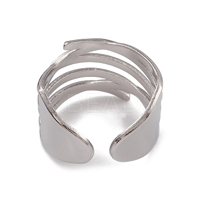 Non-Tarnish 304 Stainless Steel Hollow Out Open Cuff Rings for Women RJEW-G285-20P-1
