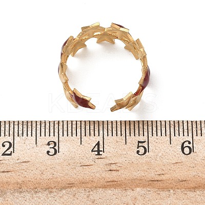 304 Stainless Steel Enamel Cuff Rings for Women LS-RJEW-F198-01G-1