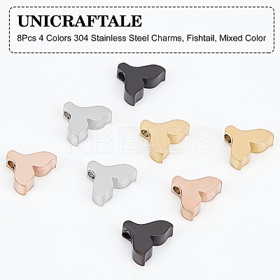 8Pcs 4 Colors 304 Stainless Steel Charms Ion Plating(IP) STAS-UN0029-37-1