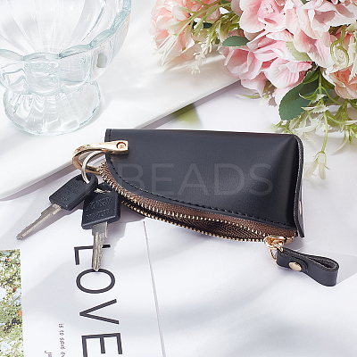 PU Leather Zipper Car Key Case AJEW-WH0348-14A-1