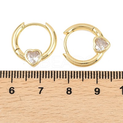 Heart Brass Micro Pave Clear Cubic Zirconia Hoop Earrings EJEW-D348-13G-1