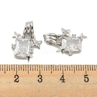 Brass Micro Pave Clear Cubic Zirconia Pendants KK-G490-32P-1