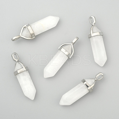 Natural White Jade Double Terminated Pointed Pendants G-F295-04H-1