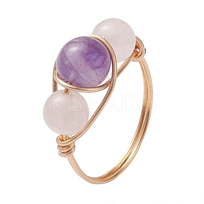 Copper Wire Wrapped Finger Rings RJEW-JR00718-1