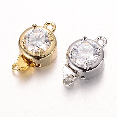 Brass Cubic Zirconia Box Clasps ZIRC-O020-13-NR-1