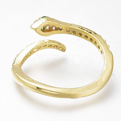 Adjustable Brass Micro Pave Cubic Zirconia Snake Cuff Rings ZIRC-I049-36-1