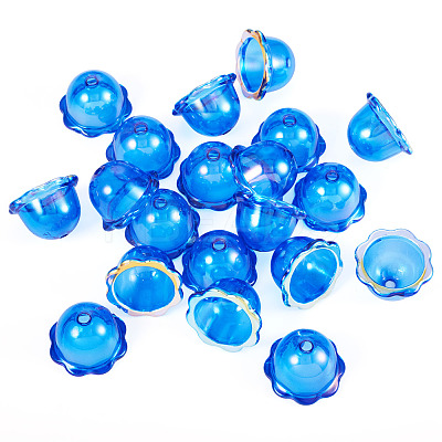 30Pcs UV Plating Acrylic Bead Caps PACR-TA0001-17F-1