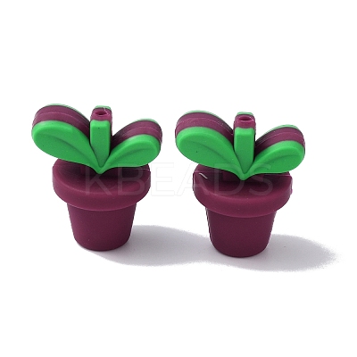 Leaf Pot Food Grade Eco-Friendly Silicone Beads SIL-WH0014-18I-1