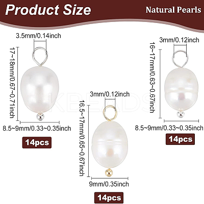 42Pcs 3 Styles Natural Cultured Freshwater Pearl Pendants FIND-BC0002-78-1