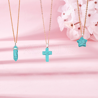 24Pcs 6 Styles Synthetic Turquoise Pendants Sets G-AR0005-22-1