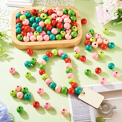 240Pcs 6 Colors Natural Wooden Beads WOOD-TA0002-74E-1