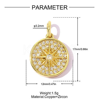 Brass Micro Pave Clear Cubic Zirconia Pendants KK-OY015-73G-1