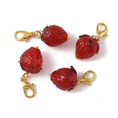 4Pcs Handmade Lampwork Strawberry Pendant Decorations HJEW-FS00041-04-1