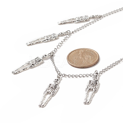 Tibetan Style Alloy Skeleton Pendant Necklace NJEW-JN04232-1