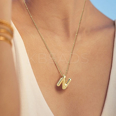 1pc Brass Chain with Alloy Letter Pendants Necklaces NJEW-LP0001-41N-G-1