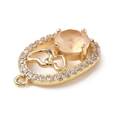 Brass with K9 Glass & Rhinestone Pendants KK-C024-08KCG-02-1