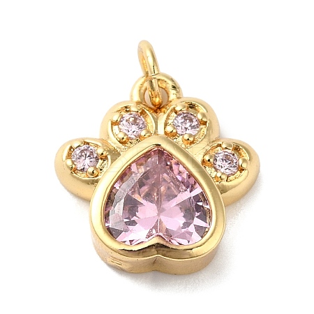 Rack Plating Brass Pave Cubic Zirconia Charms KK-O142-58G-01-1