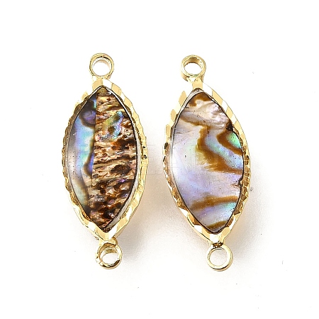 Brass Pave Natural Paua Shell Connector Charms LS-KK-E794-01G-09-1