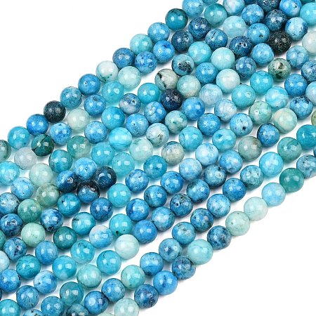 Natural Gemstone Hemimorphite Round Beads Strands G-L145-6mm-01-1