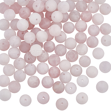 Olycraft Frosted Natural Rose Quartz Round Beads Strands G-OC0003-57A-1