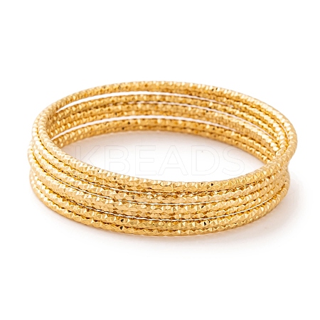 7Pcs PVD Vacuum Plating 304 Stainless Steel Textured Bangles Set for Women BJEW-A011-12B-G-1