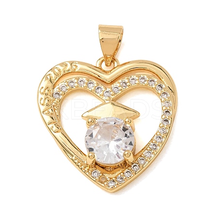 Brass Micro Pave Cubic Zirconia Pendants KK-CBA0009-10G-B-1