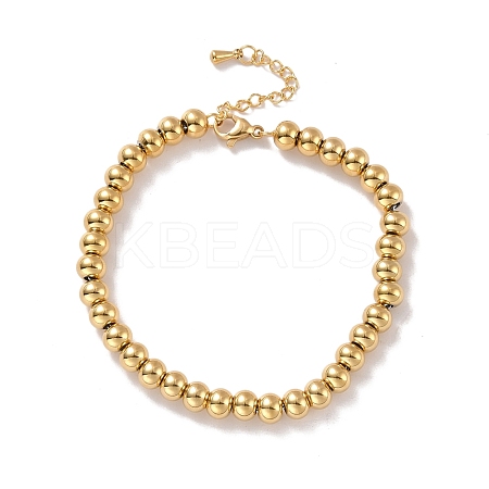 PVD Vacuum Plating 201 Stainless Steel Round Beaded Bracelet for Women STAS-D179-03G-01-1