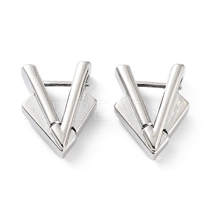 Triangle Rack Plating Brass Hoop Earrings for Women KK-Z038-19P-1